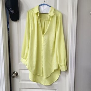 Express Light Yellow Button Down Shirt Tunic